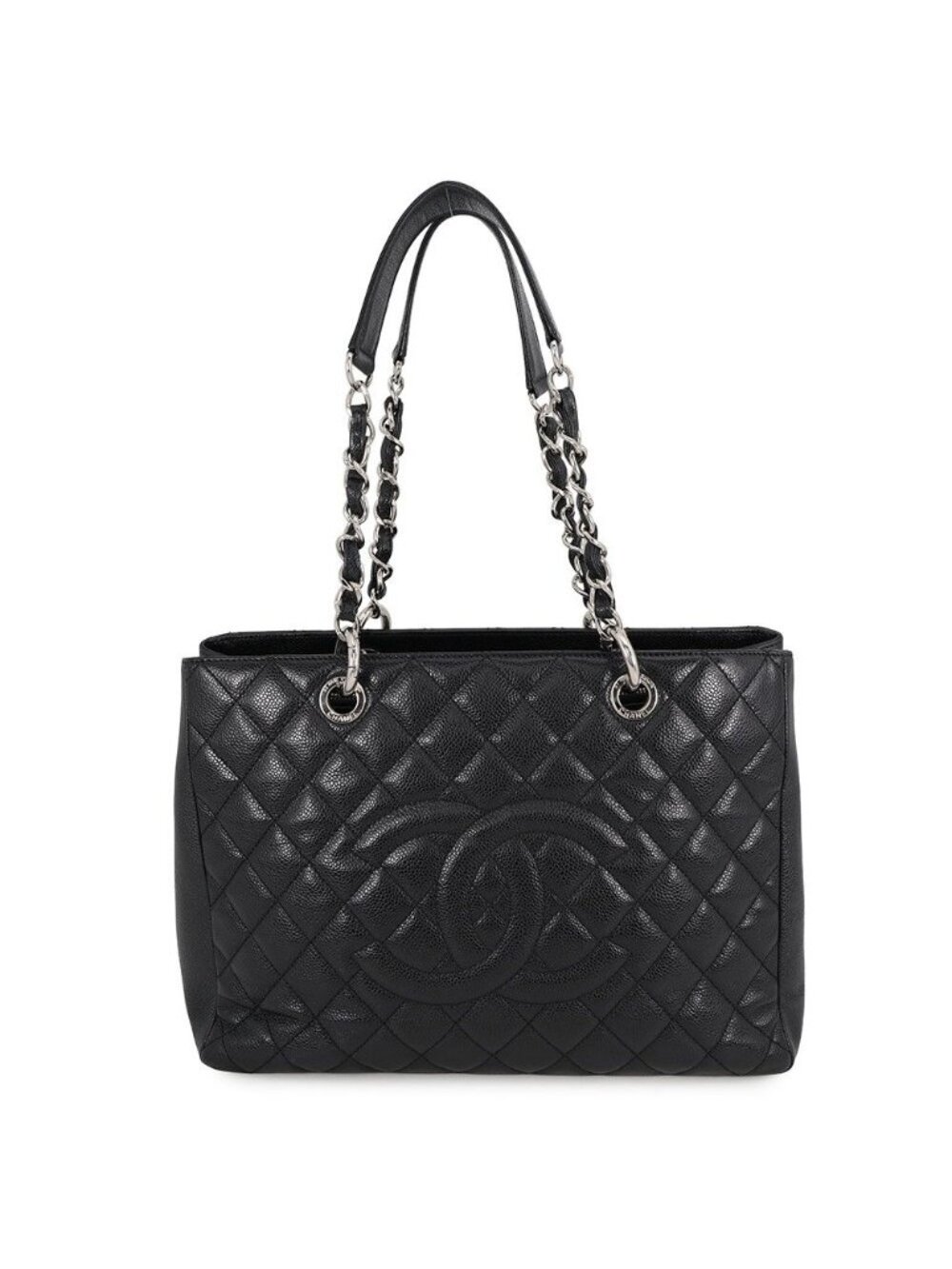 Chanel Chain Tote CC Logo Quilted Grand Shopping GST Caviar Leather